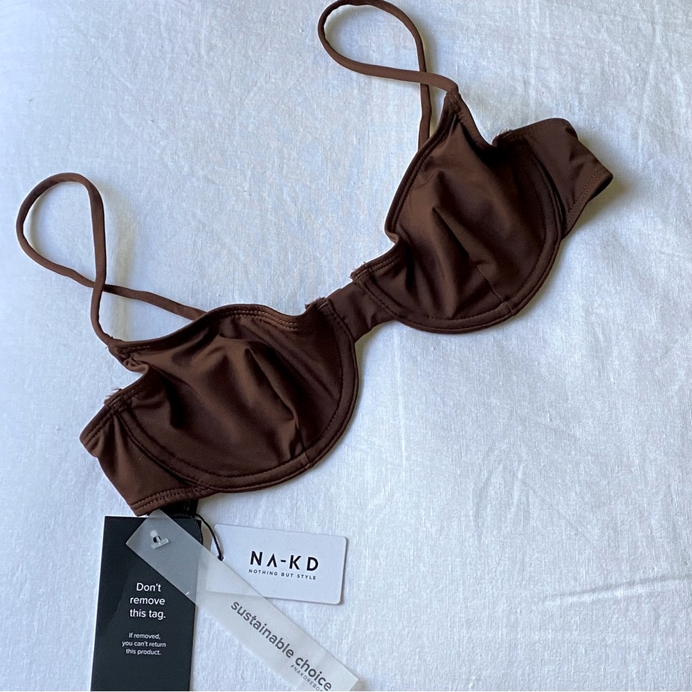 NA-KD brown balconette bikini top